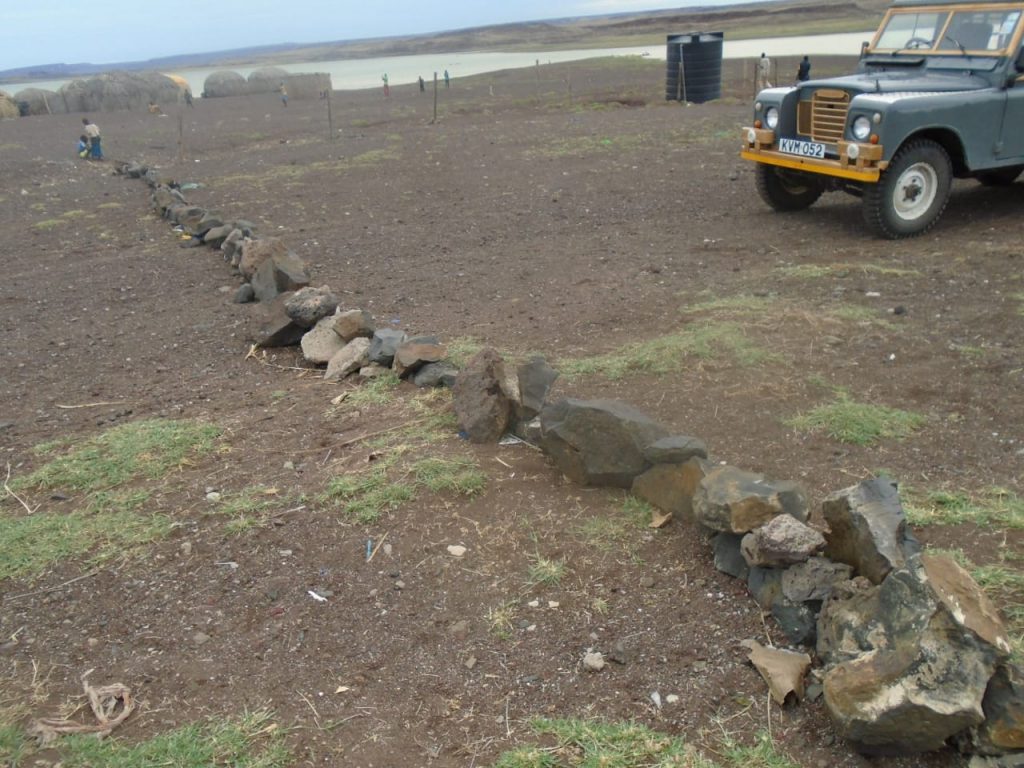 stones block the way into the village of El Molo Kenya to contain Padndemic