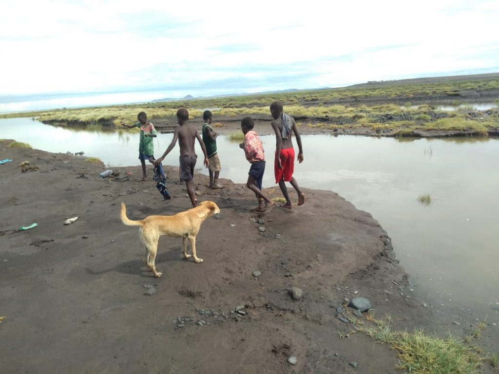 El Molo children fishing in Lake Turkana